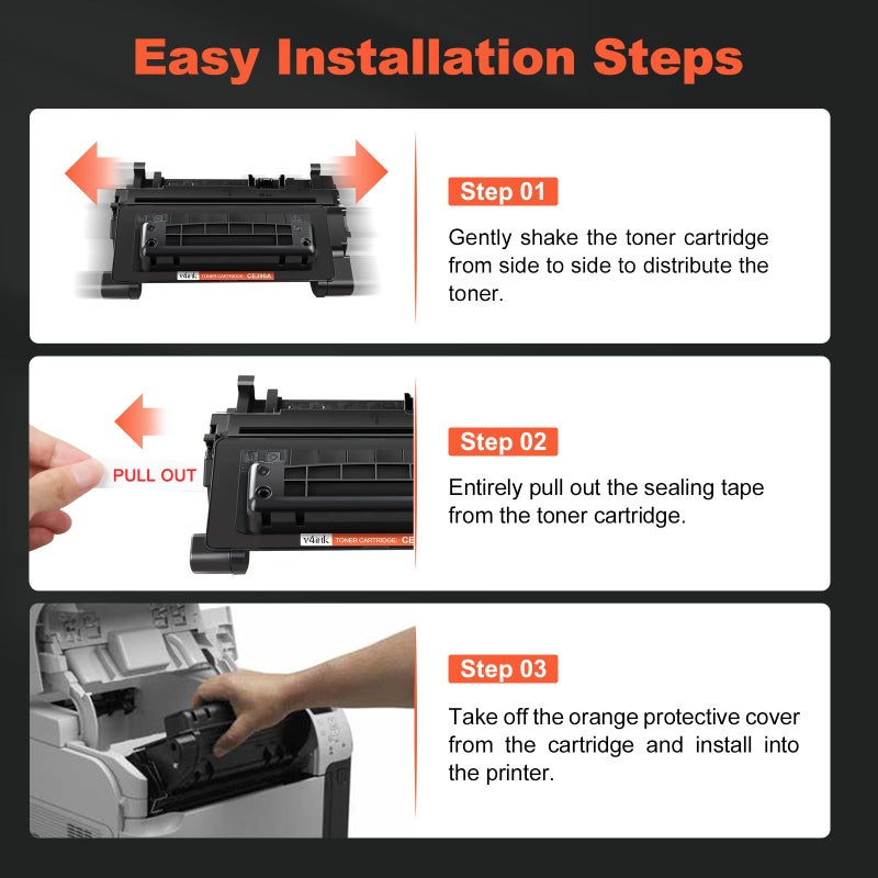 v4ink Compatible CE390A Toner Replacement for HP 90A Toner Cartridge for HP Laserjet Enterprise 600 M601 M601n M601dn M602 M602n M602dn M602x M603 M603n M603dn M603xh MFP M4555f M4555fskm M4555h - Image 5